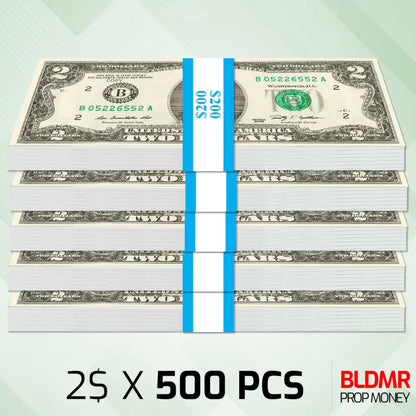 $1.000 Prop Money 500 PCS of $2 | BLDMR Prop Money