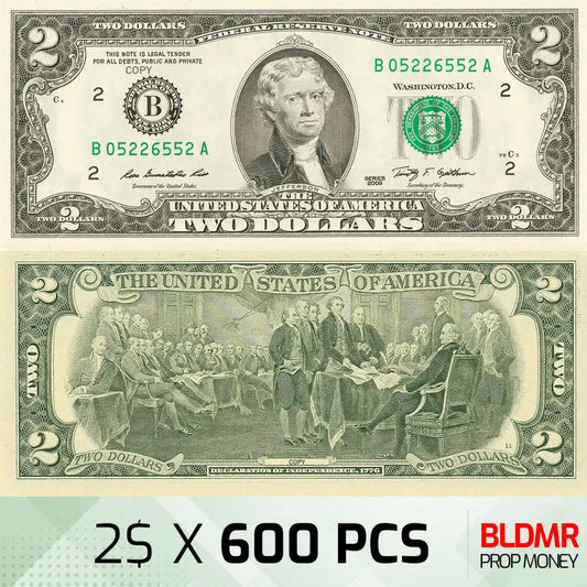 $1.200 Prop Money 600 PCS of $2 | BLDMR Prop Money