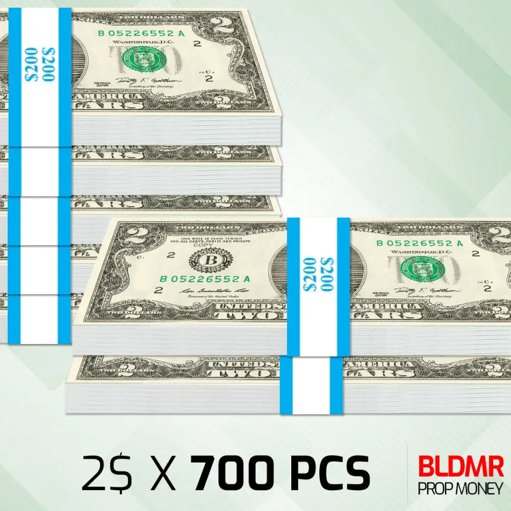 $1.400 Prop Money 700 PCS of $2 | BLDMR Prop Money