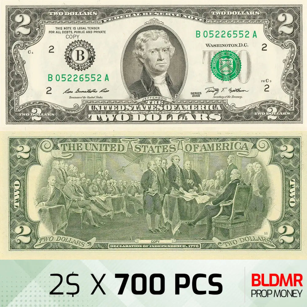 $1.400 Prop Money 700 PCS of $2 | BLDMR Prop Money