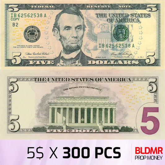 $1.500 Prop Money 300 PCS of $5 | BLDMR Prop Money