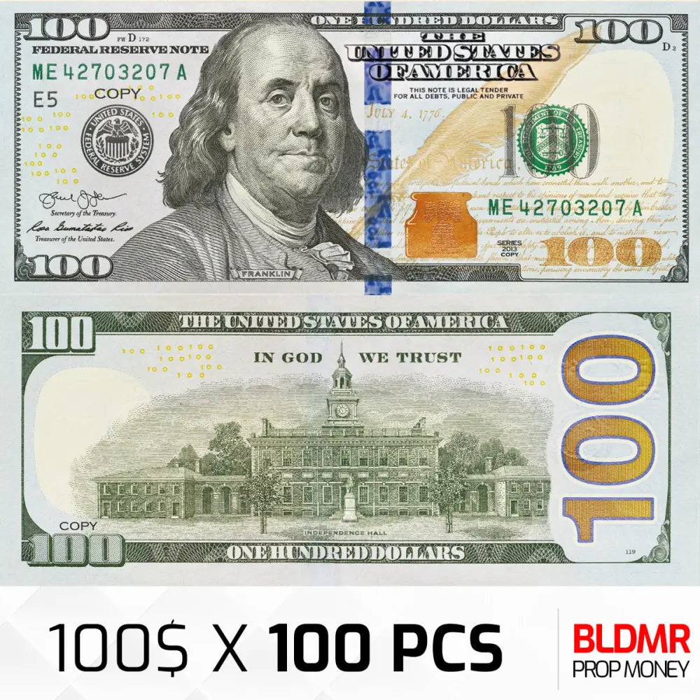 $10.000 Prop Money 100 PCS of $100 | BLDMR Prop Money