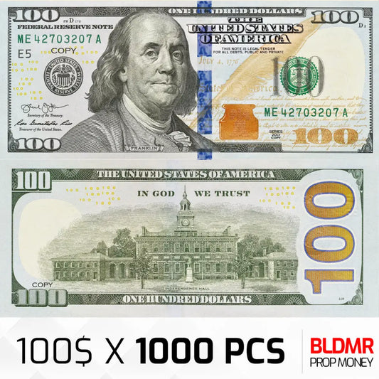 $100.000 Prop Money 1000 PCS of $100 | BLDMR Prop Money