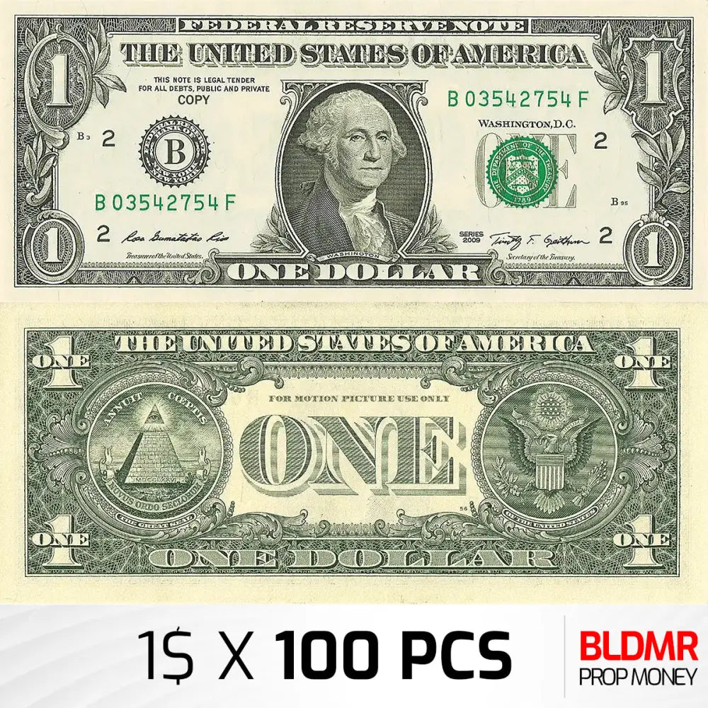 $100 Prop Money 100 PCS of $1 | BLDMR Prop Money