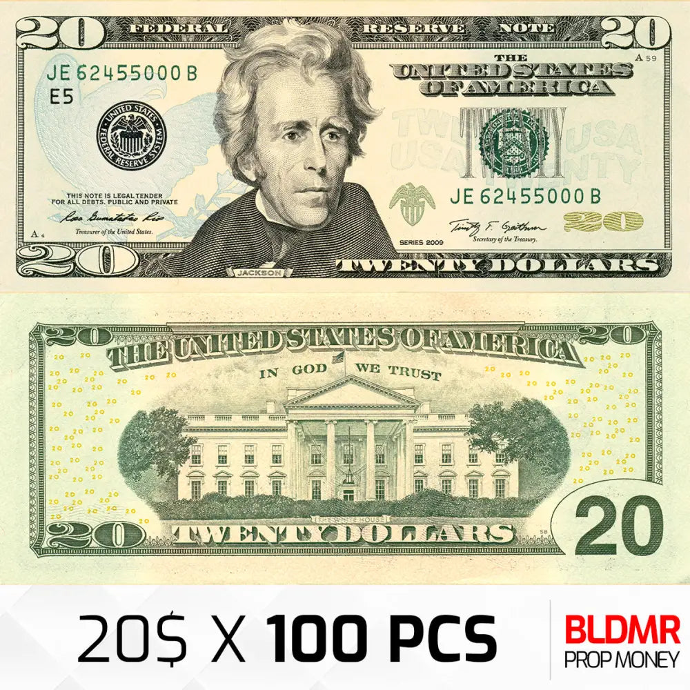 $2.000 Prop Money 100 PCS of $20 | BLDMR Prop Money