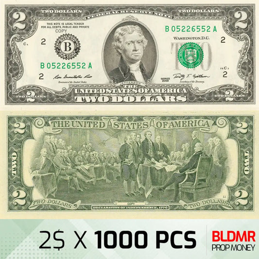 $2.000 Prop Money 1000 PCS of $2 | BLDMR Prop Money