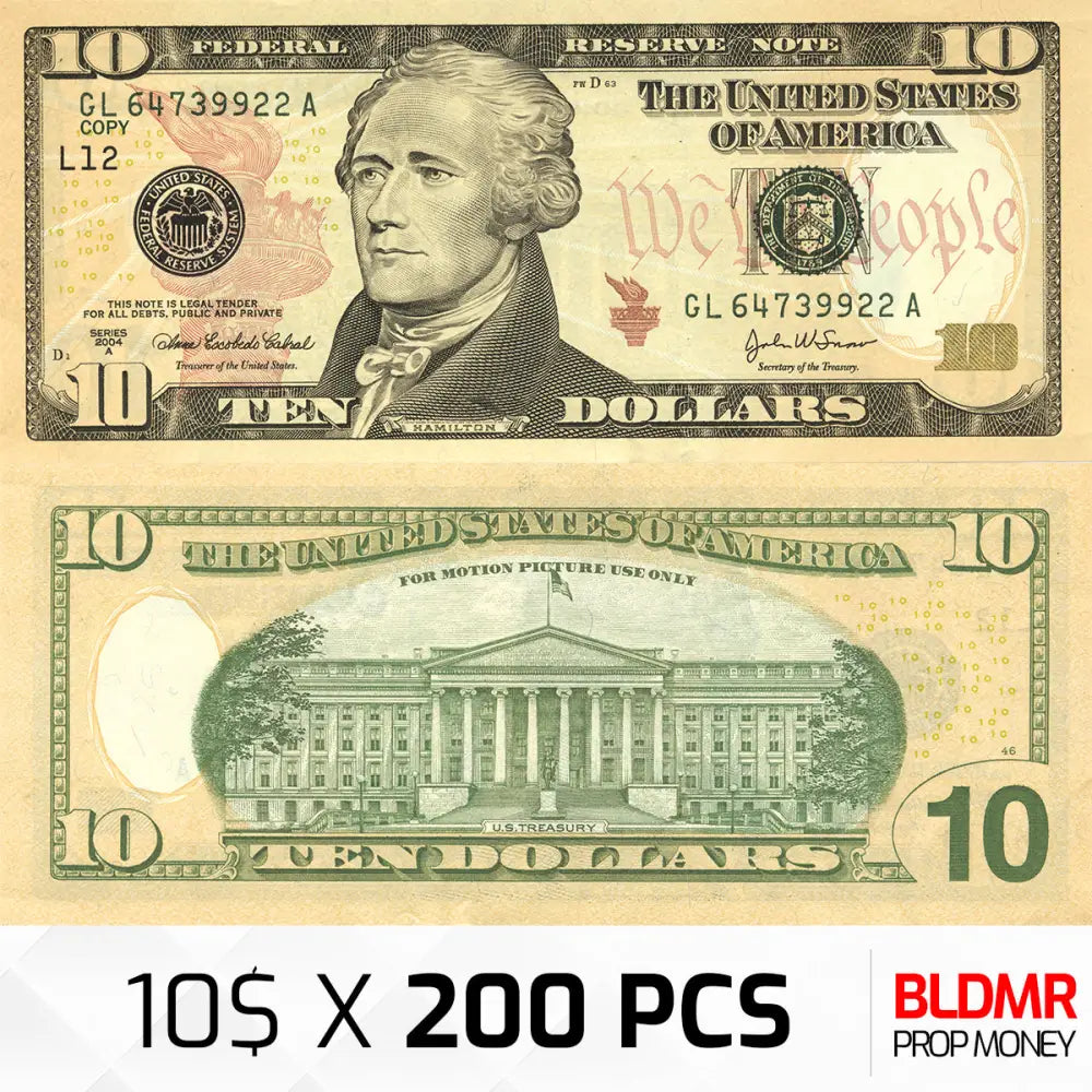 $2.000 Prop Money 200 PCS of $10 | BLDMR Prop Money