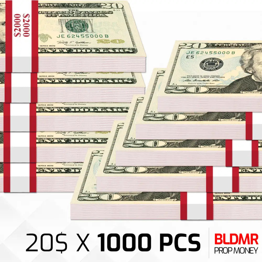 $20.000 Prop Money 1000 PCS of $20 | BLDMR Prop Money