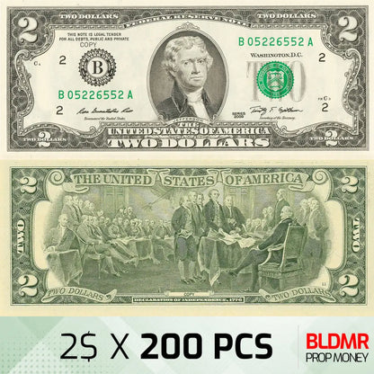 $400 Prop Money 200 PCS of $2 | BLDMR Prop Money