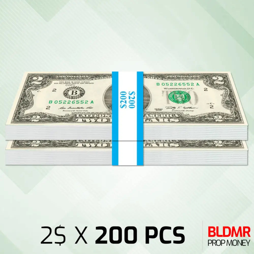 $400 Prop Money 200 PCS of $2 | BLDMR Prop Money